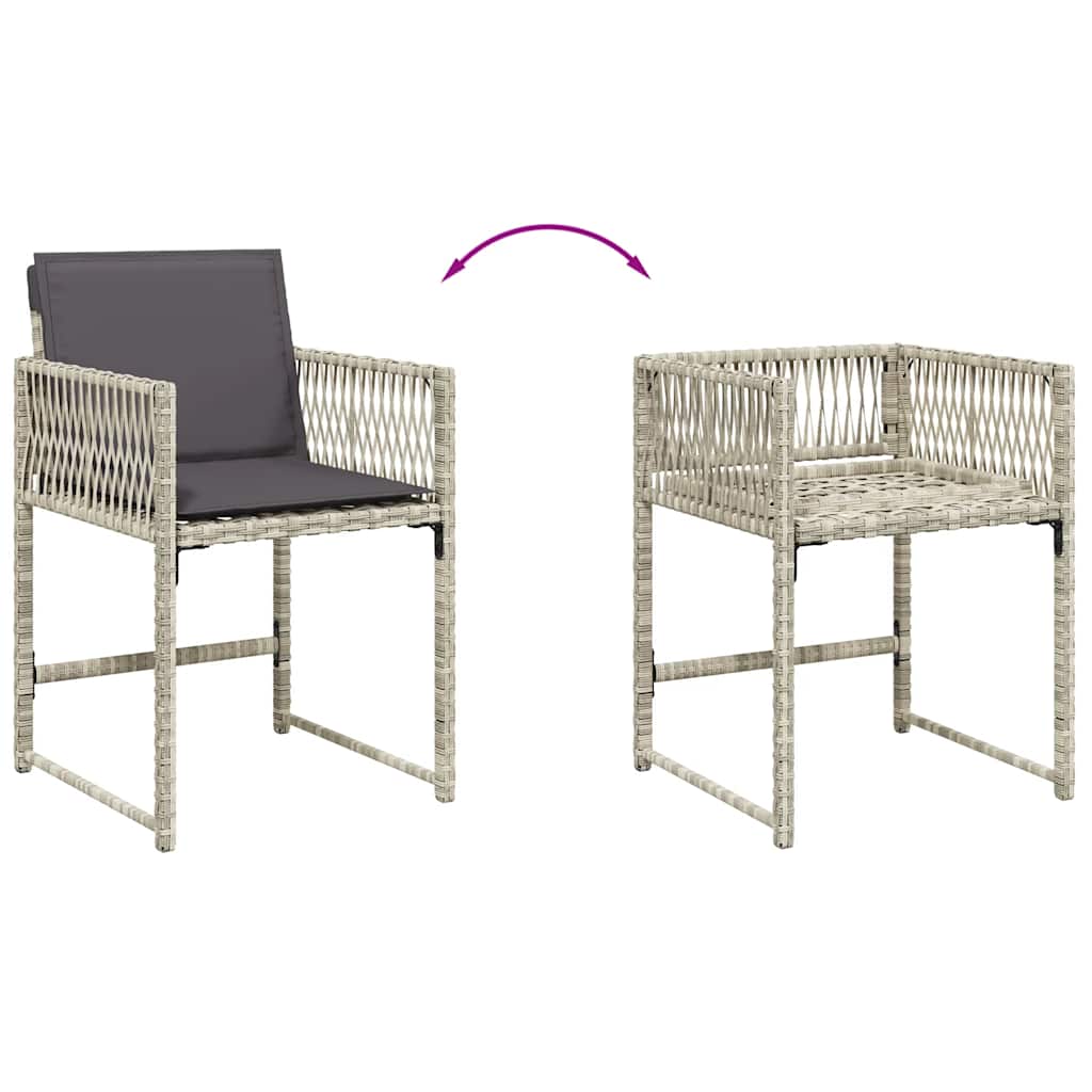 Set da Pranzo da Giardino 17pz con Cuscini Grigio in Polyrattan | homemem39