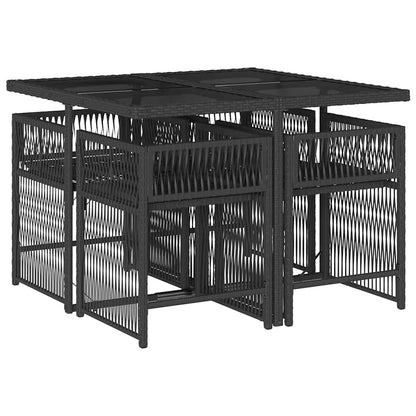 Set da Pranzo da Giardino 5 pz Nero con Cuscini in Polyrattan | homemem39
