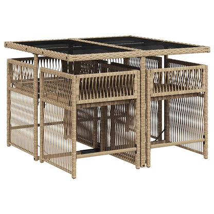 Set Pranzo da Giardino 5 pz con Cuscini Beige Misto Polyrattan | homemem39