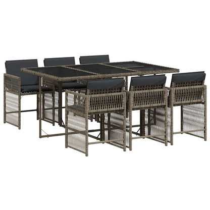 Set da Pranzo da Giardino 7 pz con Cuscini in Polyrattan Grigio - homemem39