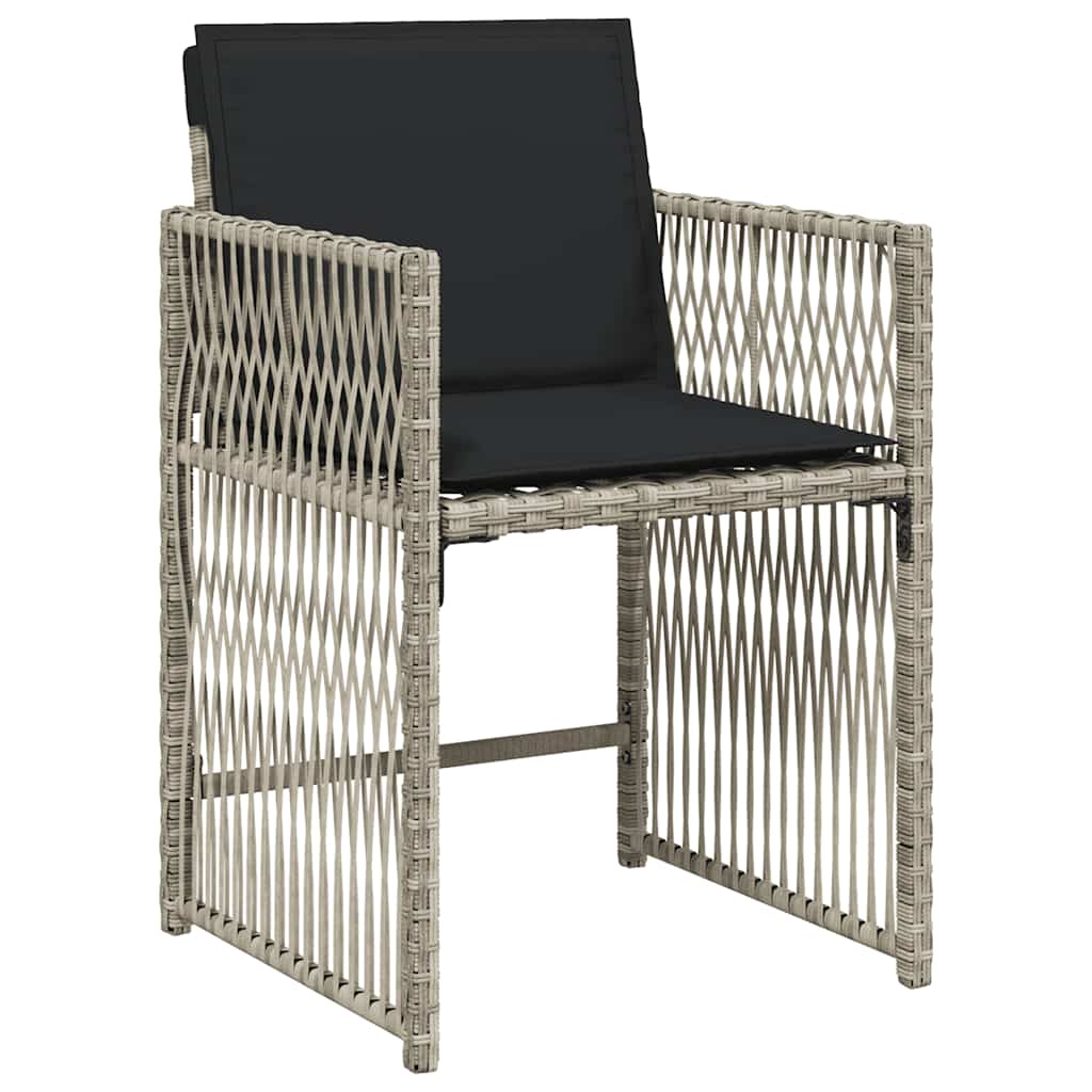 Set da Pranzo da Giardino 7 pz Cuscini Polyrattan Grigio Chiaro | homemem39