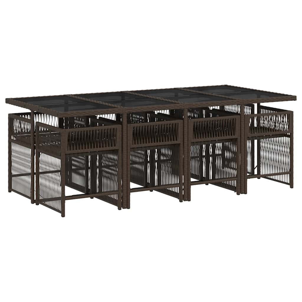 Set da Pranzo da Giardino 9pz con Cuscini Marrone in Polyrattan - homemem39