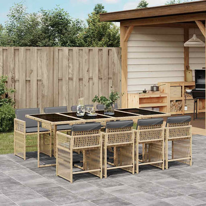 Set Pranzo da Giardino 9 pz con Cuscini Beige Misto Polyrattan - homemem39