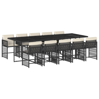 Set da Pranzo da Giardino 11 pz con Cuscini in Polyrattan Nero - homemem39
