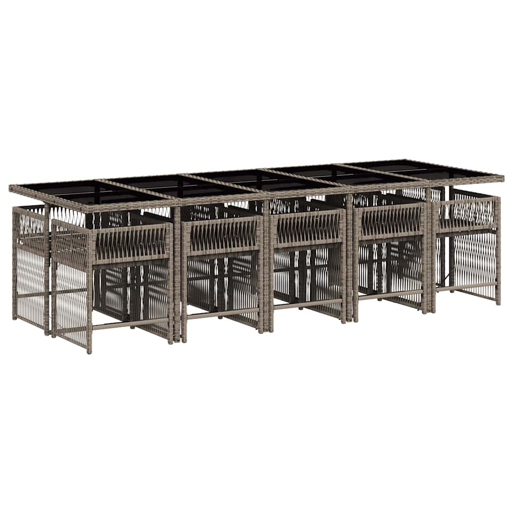 Set da Pranzo da Giardino 11pz con Cuscini in Polyrattan Grigio - homemem39