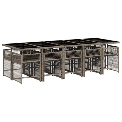 Set da Pranzo da Giardino 11pz con Cuscini in Polyrattan Grigio - homemem39