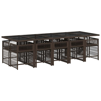 Set da Pranzo da Giardino 11 pz con Cuscini Polyrattan Marrone - homemem39