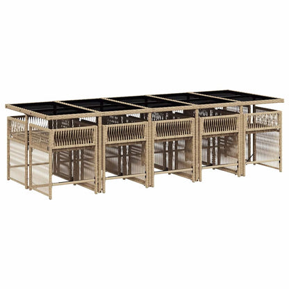 Set da Pranzo da Giardino 11 pz con Cuscini Beige in Polyrattan | homemem39