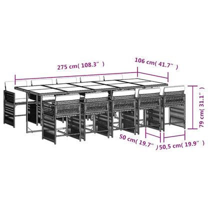 Set Pranzo Giardino 11pz con Cuscini Grigio Chiaro Polyrattan | homemem39