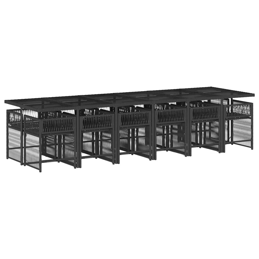 Set da Pranzo da Giardino 13pz con Cuscini Nero in Polyrattan | homemem39