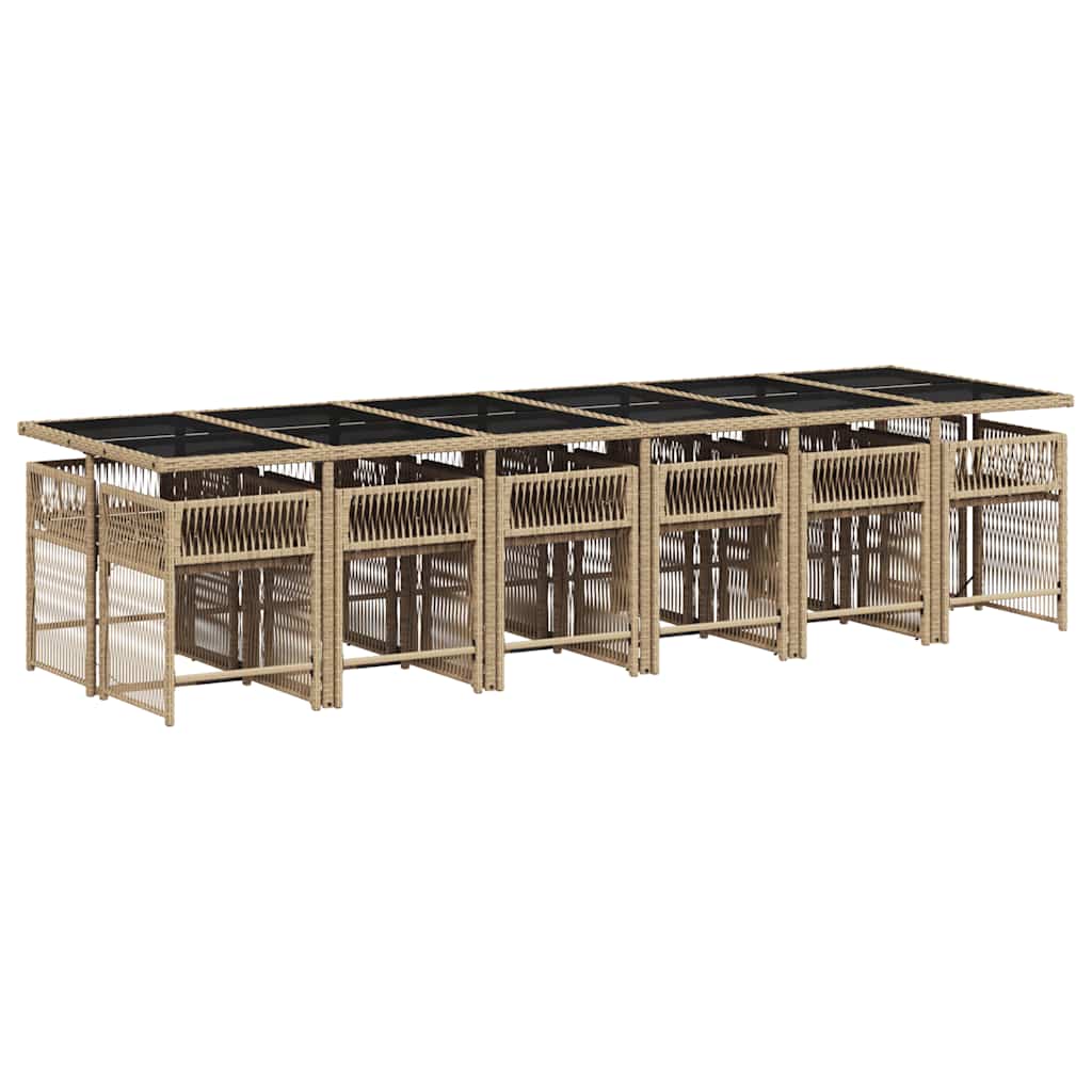 Set da Pranzo da Giardino 13 pz con Cuscini Beige in Polyrattan | homemem39