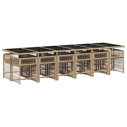 Set da Pranzo da Giardino 13 pz con Cuscini Beige in Polyrattan | homemem39