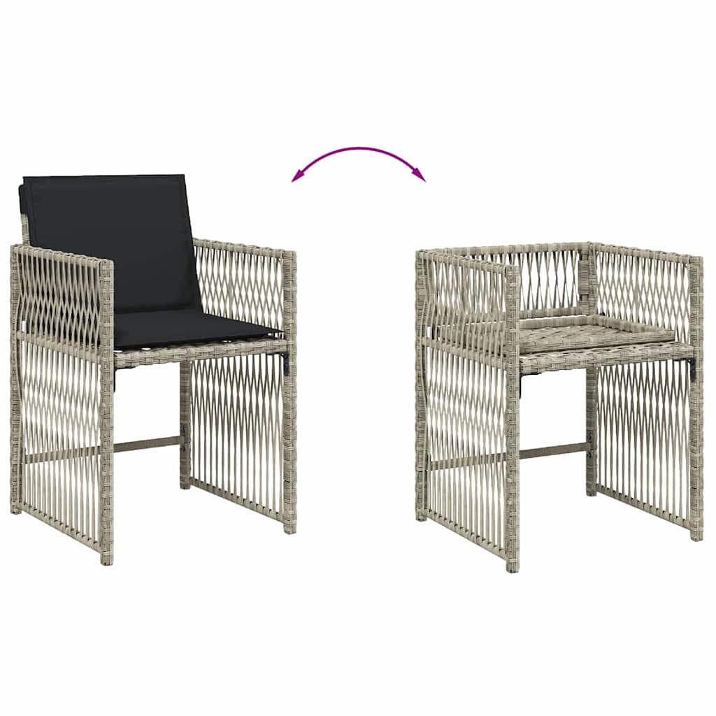 Set Pranzo da Giardino 9pz con Cuscini Grigio Chiaro Polyrattan | homemem39