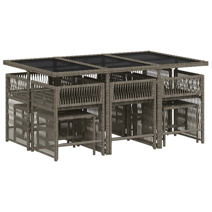 Set da Pranzo da Giardino 11pz con Cuscini in Polyrattan Grigio - homemem39