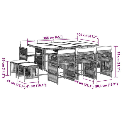 Set da Pranzo da Giardino 11pz con Cuscini in Polyrattan Grigio - homemem39