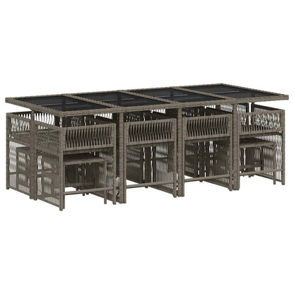 Set da Pranzo da Giardino 13pz con Cuscini Grigio in Polyrattan - homemem39