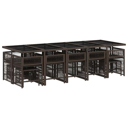 Set da Pranzo da Giardino 15 pz con Cuscini Marrone Polyrattan - homemem39
