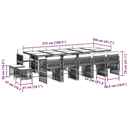 Set Pranzo da Giardino 15 pz con Cuscini Beige Misto Polyrattan - homemem39