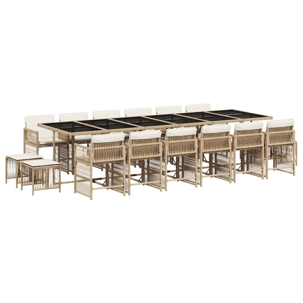 Set da Pranzo da Giardino 17 pz con Cuscini Polyrattan