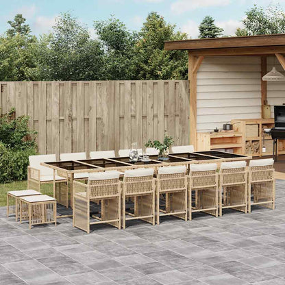 Set da Pranzo da Giardino 17 pz con Cuscini Polyrattan