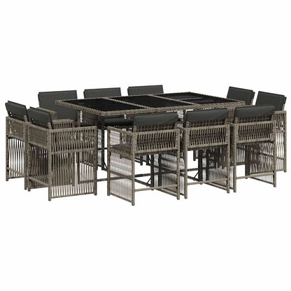 Set da Pranzo da Giardino 11pz con Cuscini in Polyrattan Grigio | homemem39