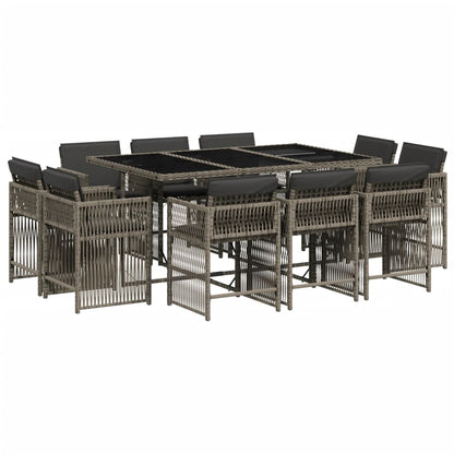 Set da Pranzo da Giardino 11pz con Cuscini in Polyrattan Grigio - homemem39