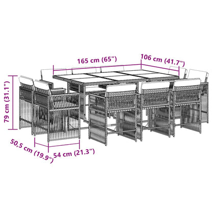 Set da Pranzo da Giardino 11pz con Cuscini in Polyrattan Grigio | homemem39