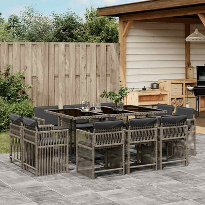 Set da Pranzo da Giardino 11pz con Cuscini in Polyrattan Grigio | homemem39