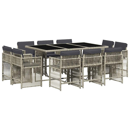 Set Pranzo Giardino 11pz con Cuscini Grigio Chiaro Polyrattan | homemem39