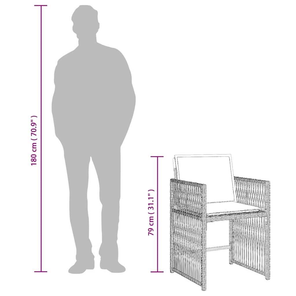 Set da Pranzo da Giardino 13pz con Cuscini Grigio in Polyrattan | homemem39