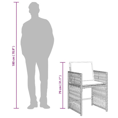 Set da Pranzo da Giardino 13pz con Cuscini Grigio in Polyrattan | homemem39