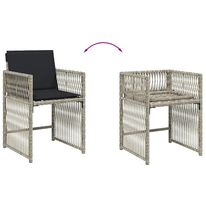 Set da Pranzo da Giardino 15 pz con Cuscini Grigio Polyrattan | homemem39