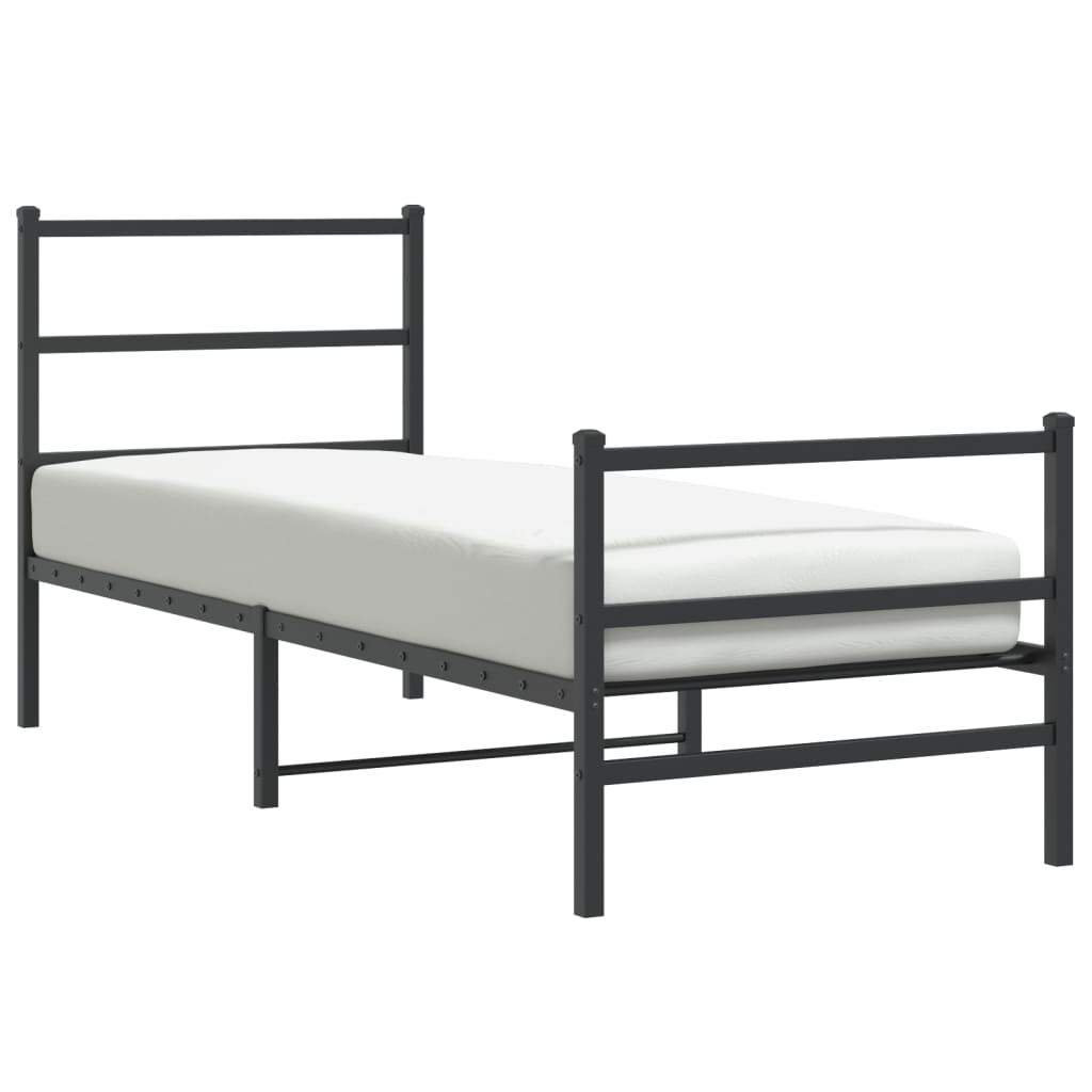 Giroletto con Testiera e Pediera Metallo Nero 75x190 cm - homemem39