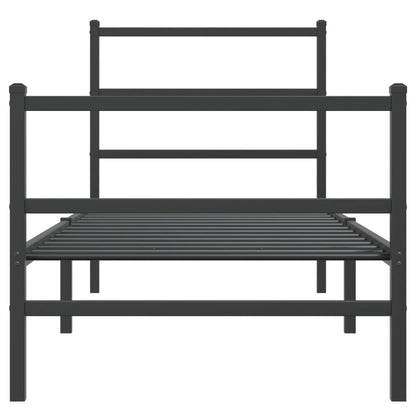 Giroletto con Testiera e Pediera Metallo Nero 75x190 cm - homemem39