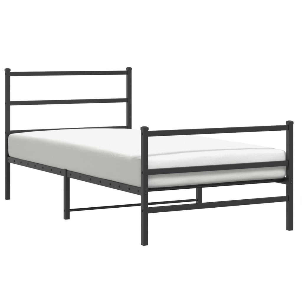 Giroletto con Testiera e Pediera Metallo Nero 100x200 cm | homemem39