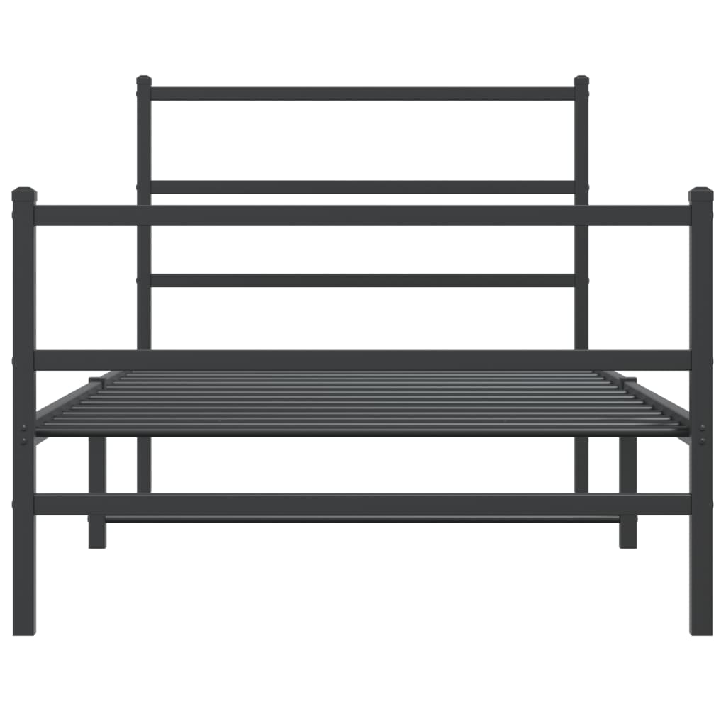 Giroletto con Testiera e Pediera Metallo Nero 100x200 cm | homemem39