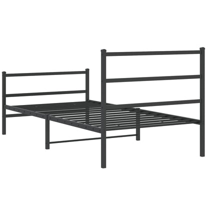 Giroletto con Testiera e Pediera Metallo Nero 100x200 cm | homemem39