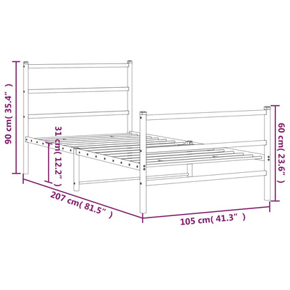 Giroletto con Testiera e Pediera Metallo Nero 100x200 cm | homemem39