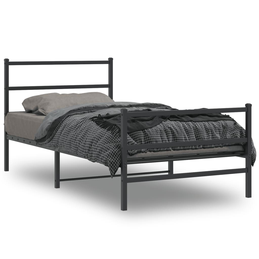 Giroletto con Testiera e Pediera Metallo Nero 100x200 cm | homemem39