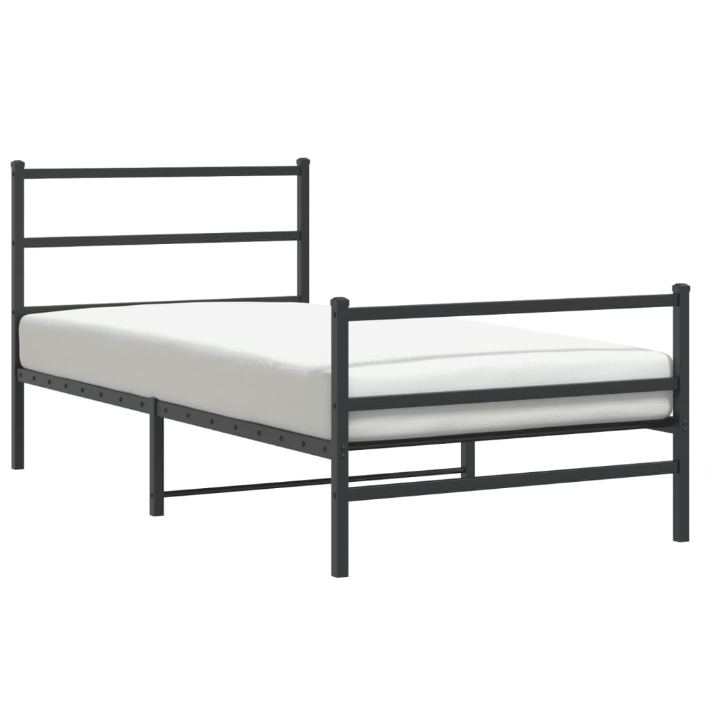Giroletto con Testiera e Pediera Metallo Nero 107x203 cm