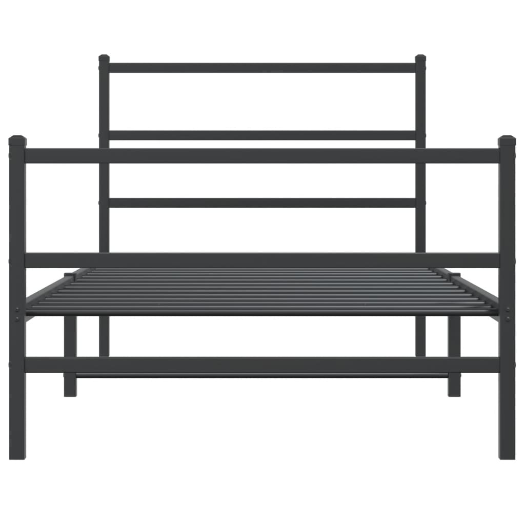 Giroletto con Testiera e Pediera Metallo Nero 107x203 cm