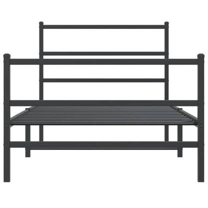 Giroletto con Testiera e Pediera Metallo Nero 107x203 cm