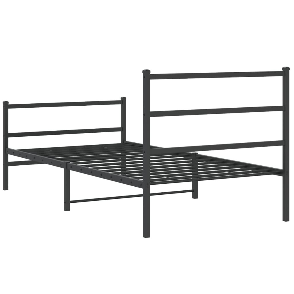 Giroletto con Testiera e Pediera Metallo Nero 107x203 cm