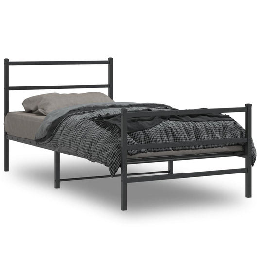 Giroletto con Testiera e Pediera Metallo Nero 107x203 cm | homemem39