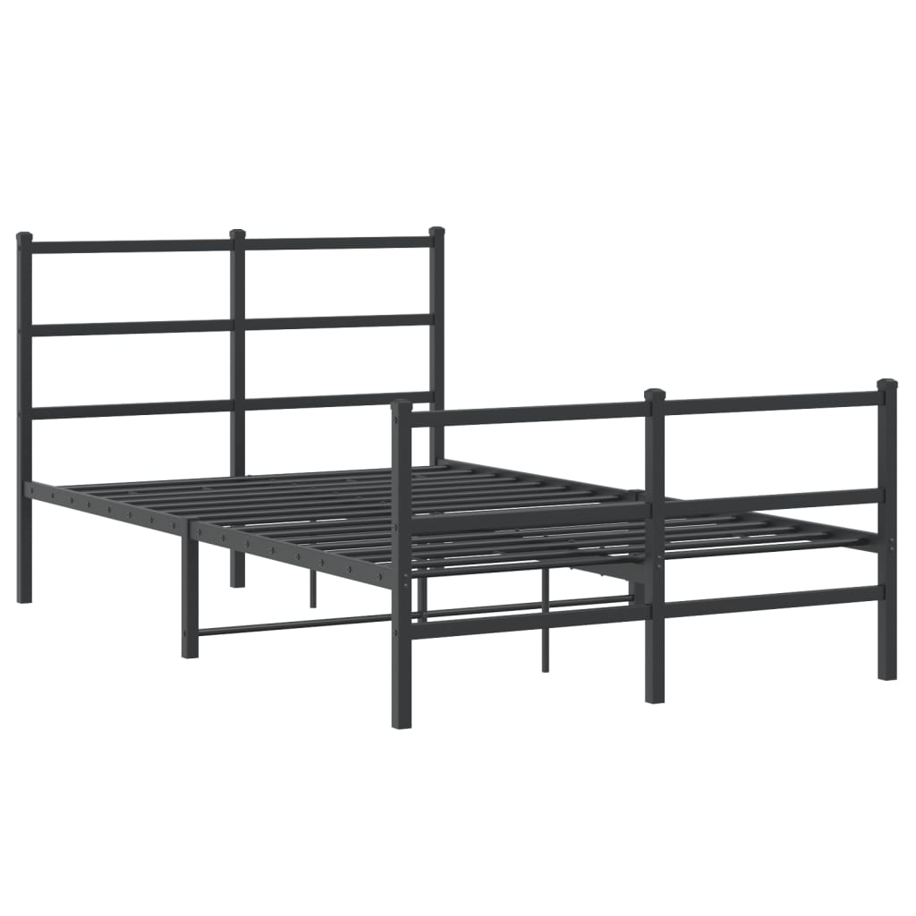 Giroletto con Testiera e Pediera Metallo Nero 120x190 cm | homemem39