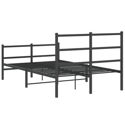 Giroletto con Testiera e Pediera Metallo Nero 120x190 cm | homemem39