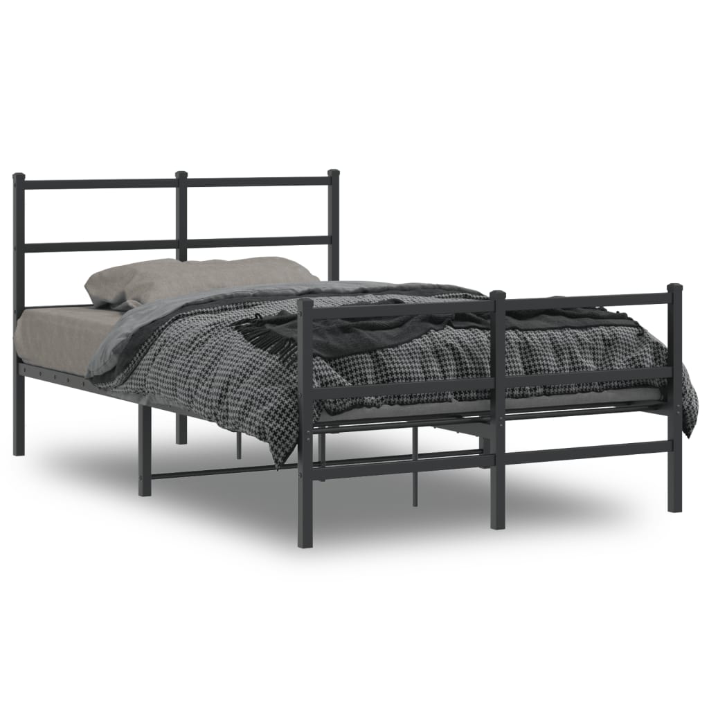 Giroletto con Testiera e Pediera Metallo Nero 120x190 cm | homemem39
