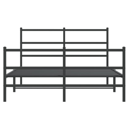 Giroletto con Testiera e Pediera Metallo Nero 135x190 cm | homemem39