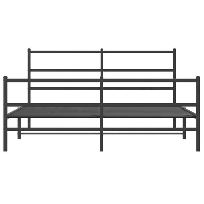 Giroletto con Testiera e Pediera Metallo Nero 160x200 cm | homemem39