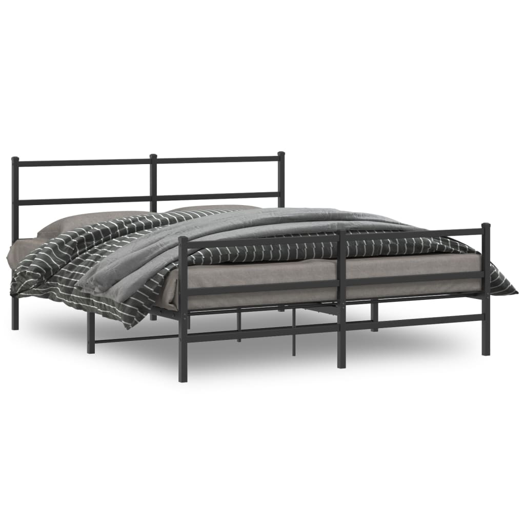 Giroletto con Testiera e Pediera Metallo Nero 160x200 cm | homemem39